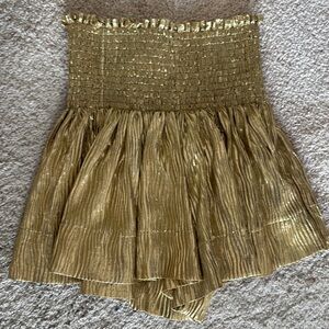 Gold Pleated Women's Skirt